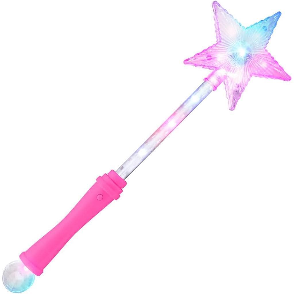 Varinha Mágica LED Rosa Super Estrela Princesa com Luzes Piscantes para Crianças TC3K