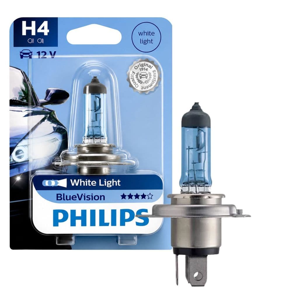 LÂMPADA PHILIPS BLUE VISION FAROL ALTO BAIXO H4 60/55W 3.700K 12V UNITÁRIA