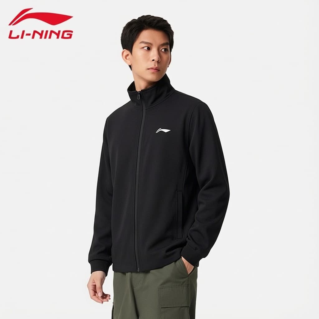 Li Ning jaqueta masculina primavera outono novo estilo gola alta sem capuz à prova de vento quente confortável viagem de