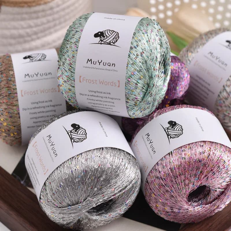 50g/Rolo Fio De Lantejoulas Brilhantes Náilon Denso Linha Para Tricô Crochê Artesanato Artesanal DIY Cachecol Chapéu Sac