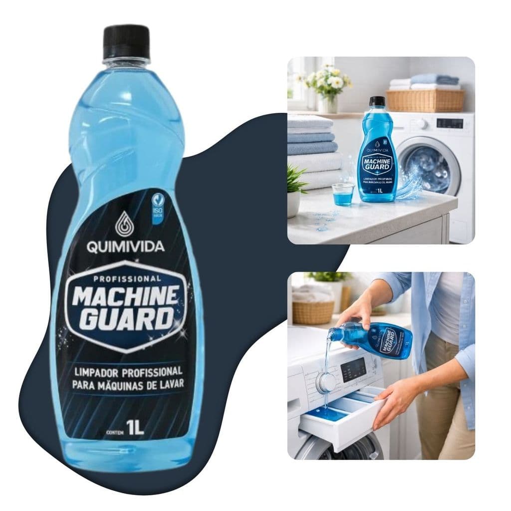 Machine Guard Limpa Máquina de Lavar Quimivida 1L 🧺 Higienizador Tira Odor