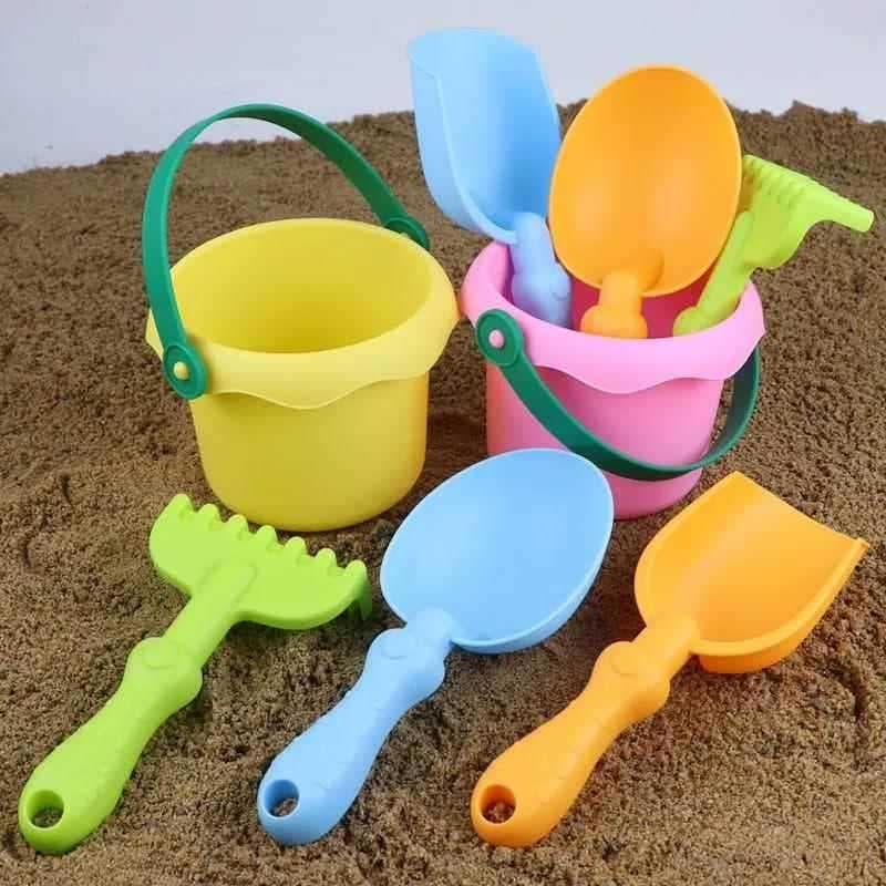 Crianças brinquedos de praia do bebê pá de plástico macio balde casa praia ao ar livre escavação areia jogando ferrament