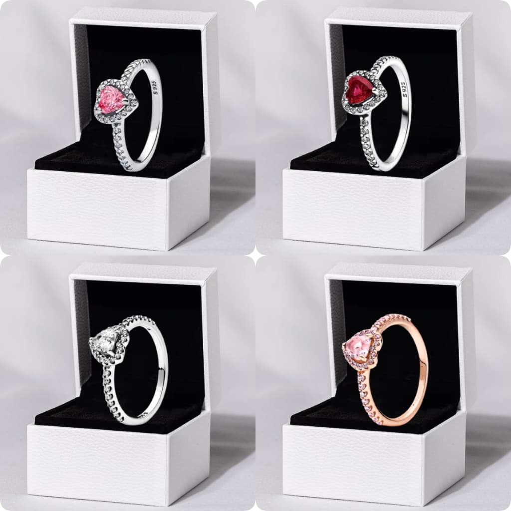 Anel feminino de alta qualidade em prata 925 |   Anel de Princesa Rosa Estilo Doce |   Presente de Dia dos Namorados