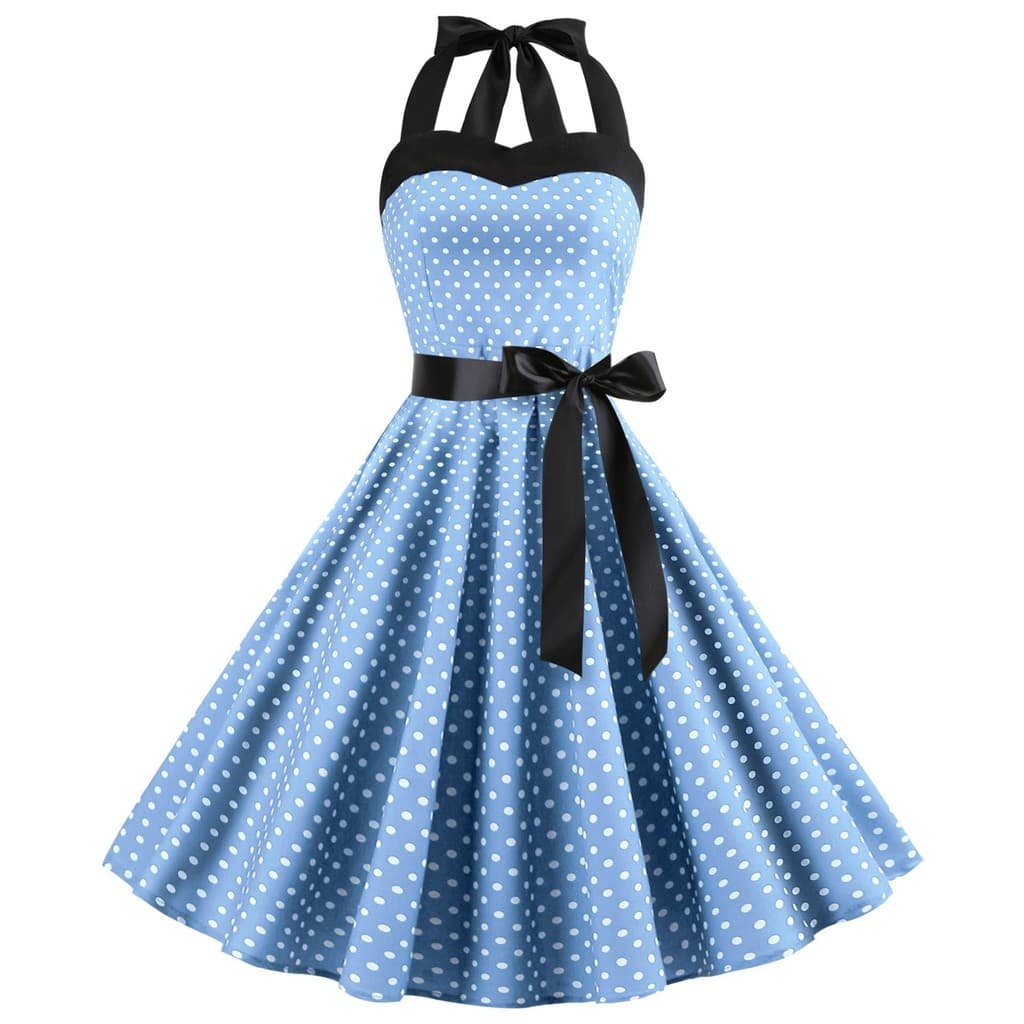Vestido retrô de bolinhas novo estilo saia suspensa wh vestido retrô de bolinhas novo estilo suspender saia grande Swing