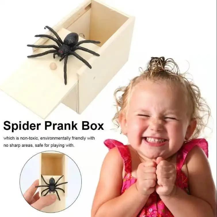 Caixa de Surpresa de Aranha de Madeira Épica - Brincadeira Assustadora para Festas, Família, Escritório e Dormitórios!