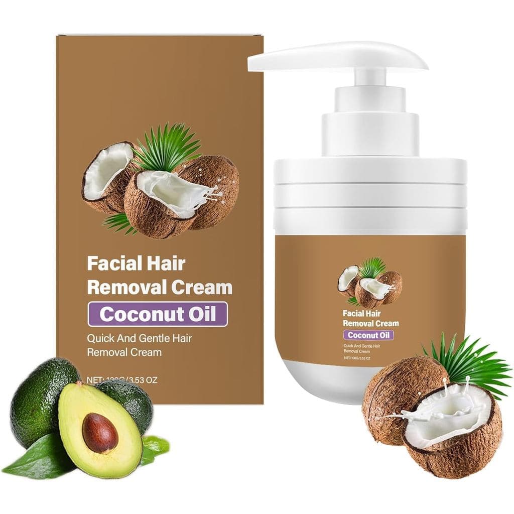 Creme Removedor de Pelos Faciais, Creme Removedor de Pelos Faciais com Óleo de Coco para Rosto e Corpo, Creme Removedor