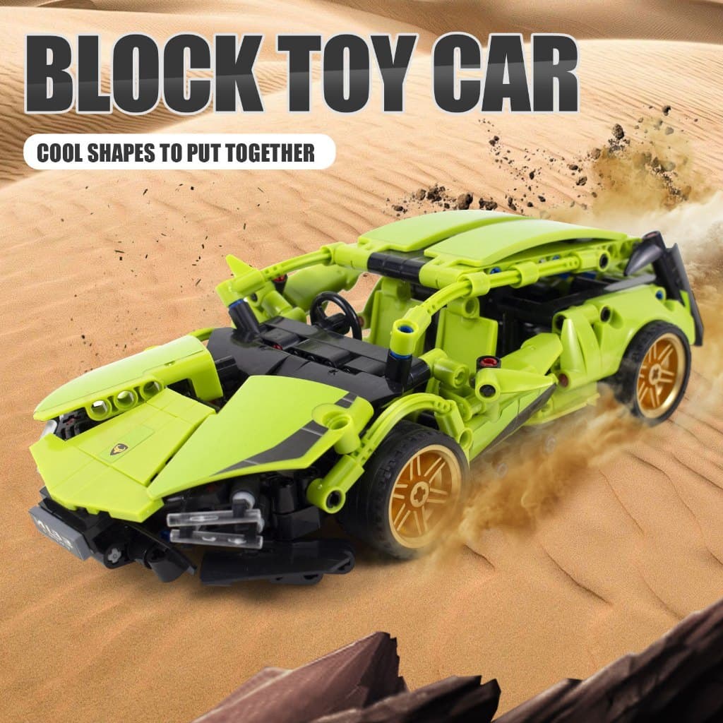 Carrinho de Corrida para Montar com Contêiner Verde Kit Educativo Infantil +300 Peças Blocos Criativos