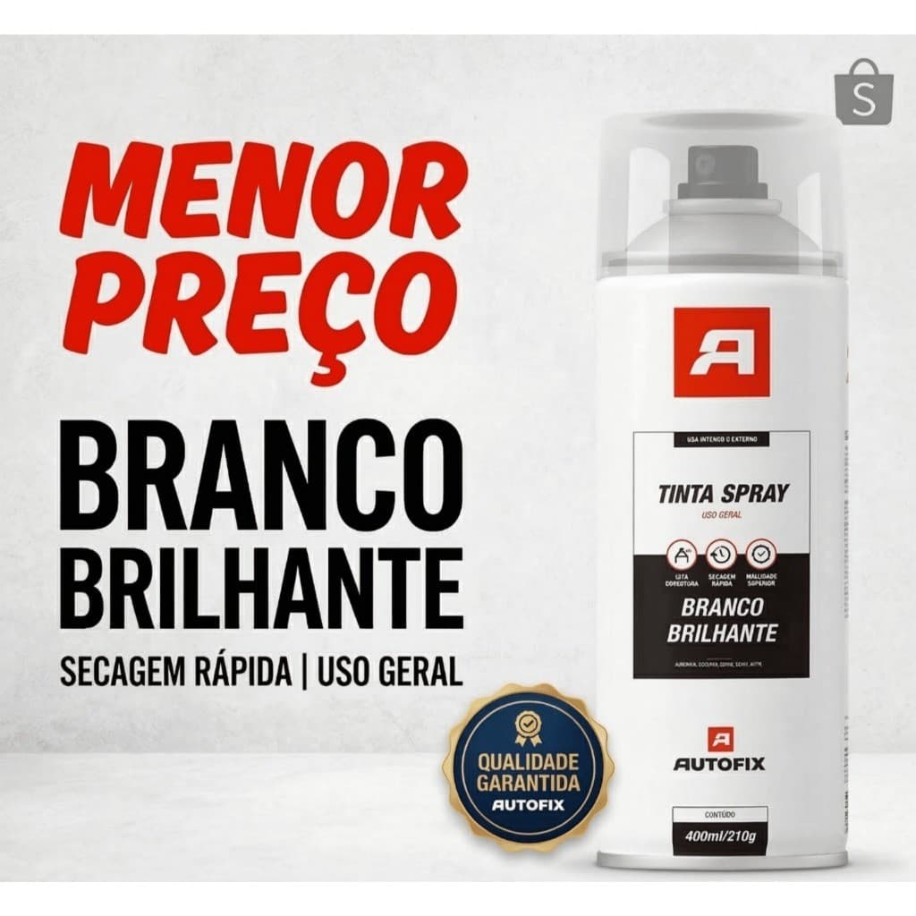 Tinta Spray Branco Brilhante 400ml – Alta Qualidade Uso Interno e Externo Pronta Entrega Menor Preço Ok