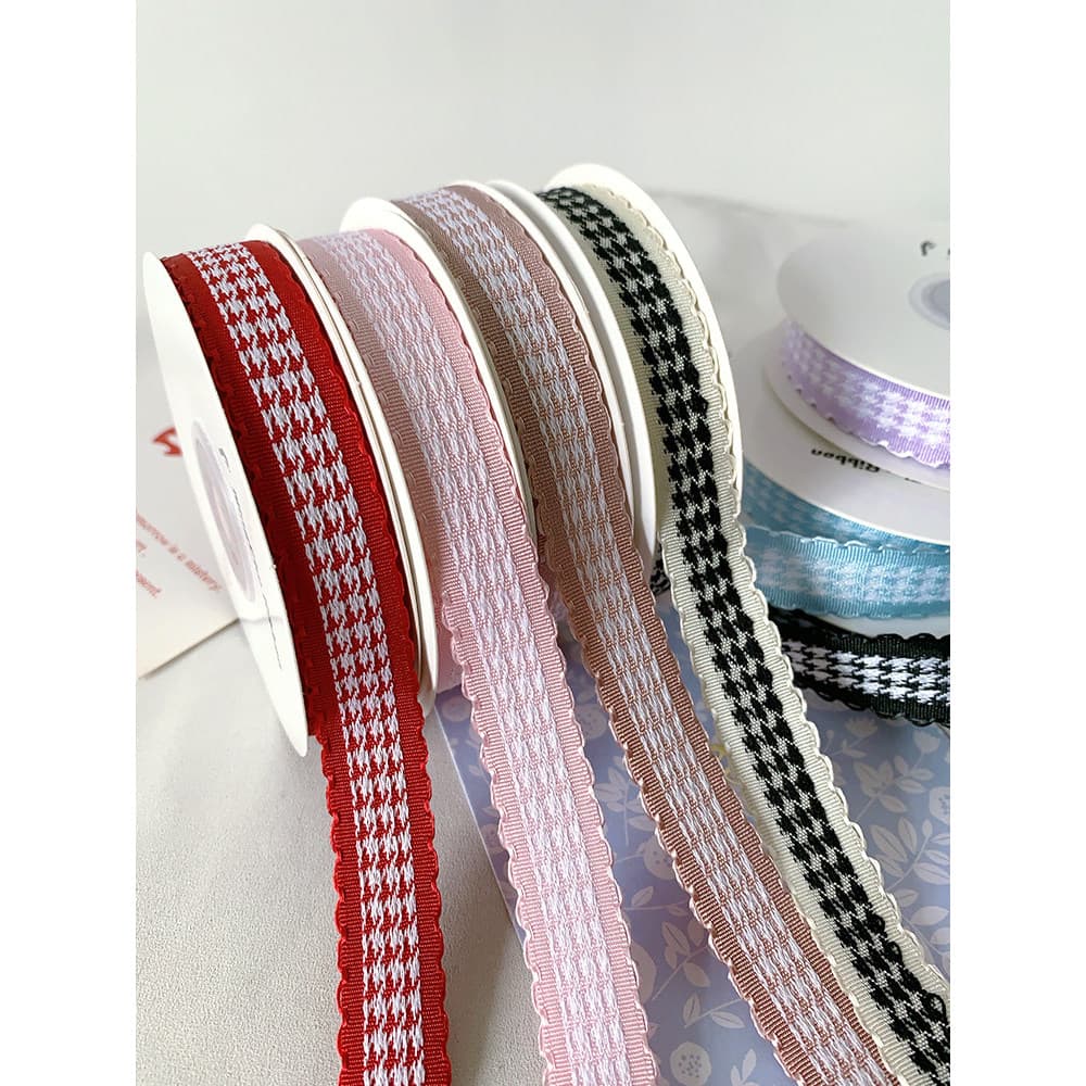 1.5cm crochê Houndstooth fita Bowknot diy artesanal presente buquê embalagem fita roupas fita