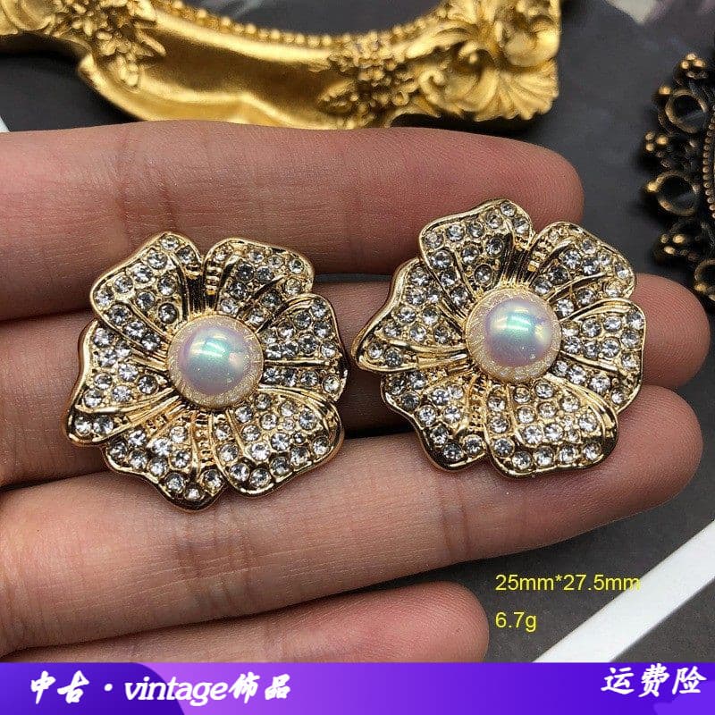 Galvanoplastia ouro Real Medieval fosco ouro pérola prata agulha brincos clipe de orelha jóias gota de água flor gota es
