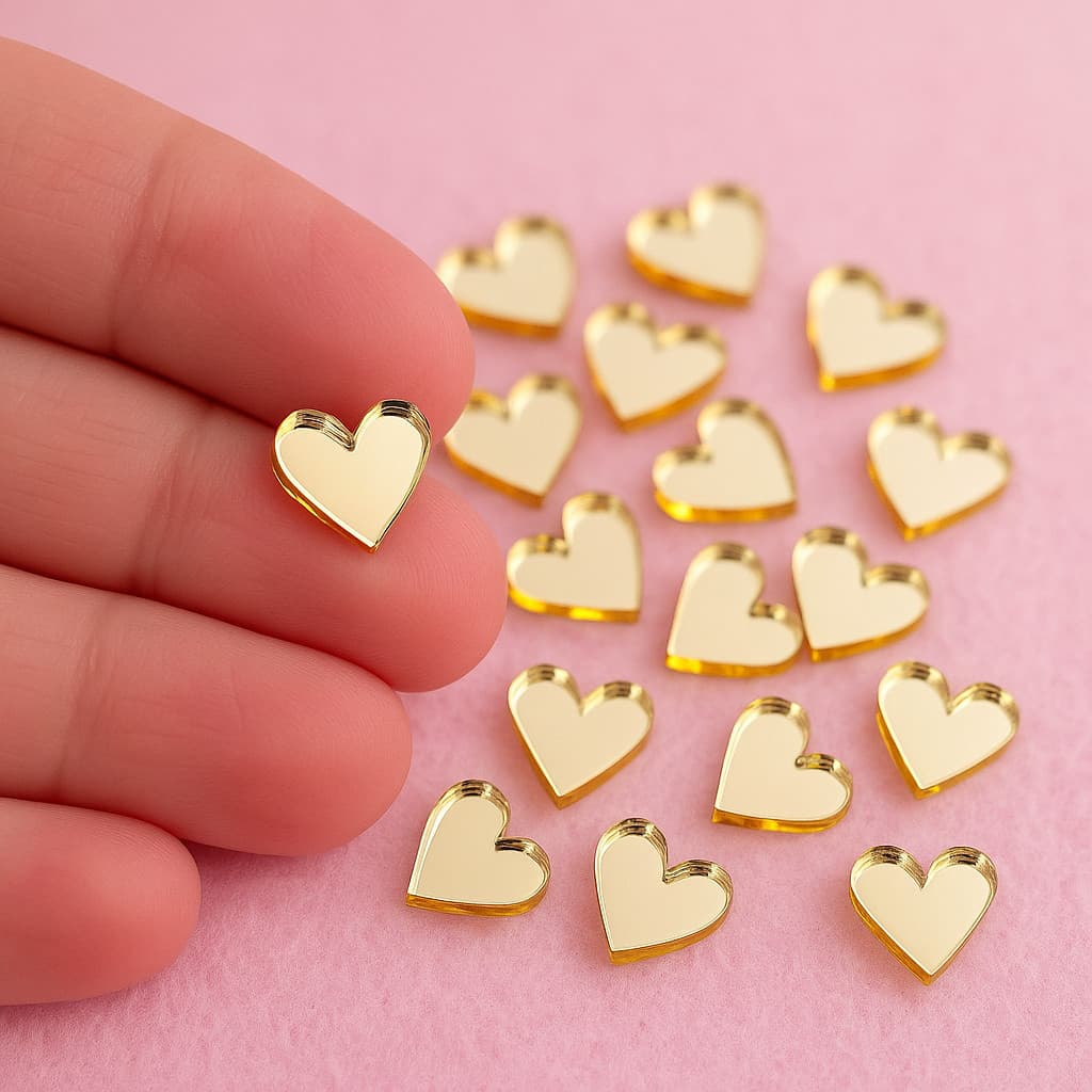 Mini Apliques Acrílico Espelhado Coração (1cm)