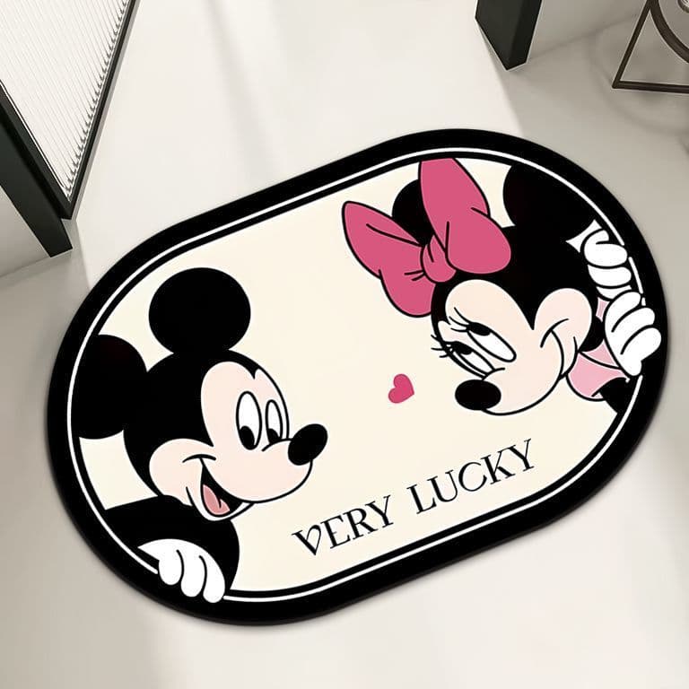 Bonito Mickey padrão diatomáceas tapete de banheiro absorvente de água de secagem rápida antiderrapante sujeira @-