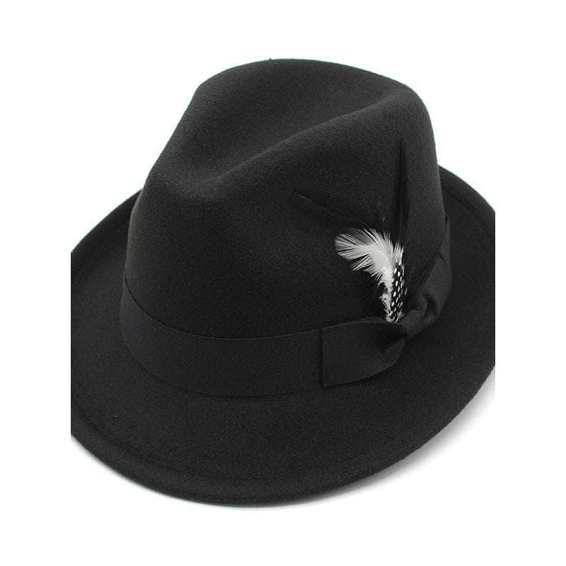 2025 novo estilo masculino pequeno chapéu de feltro de penas Jazz masculino europeu americano chapéu de lã macia