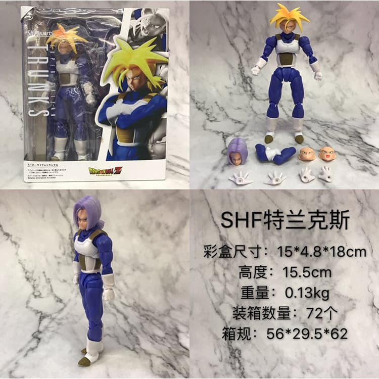 Figura de Ação Dragon Ball Saiyan SHF Trunks Cabelo Longo Boneco Ornamento Modelo