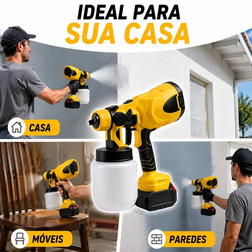 Pistola de Pintura Elétrica , Pulverizador com Compressor e Bico Metálico