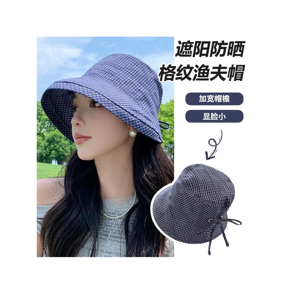 Chapéu balde xadrez japonês feminino verão acampamento ao ar livre montanhismo arco protetor solar Anti-ultravioleta gua