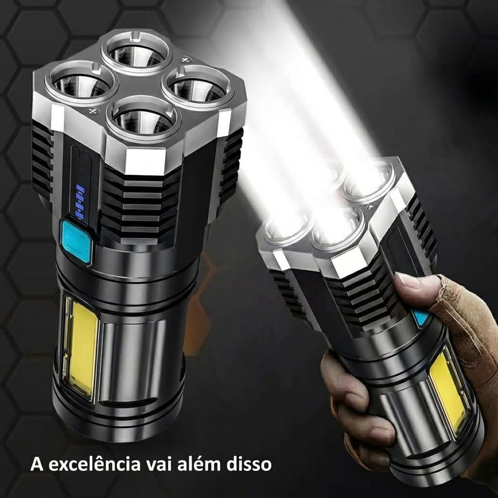 Linterna Led Multifunción 4 Núcleos Recargable Alta Brillo