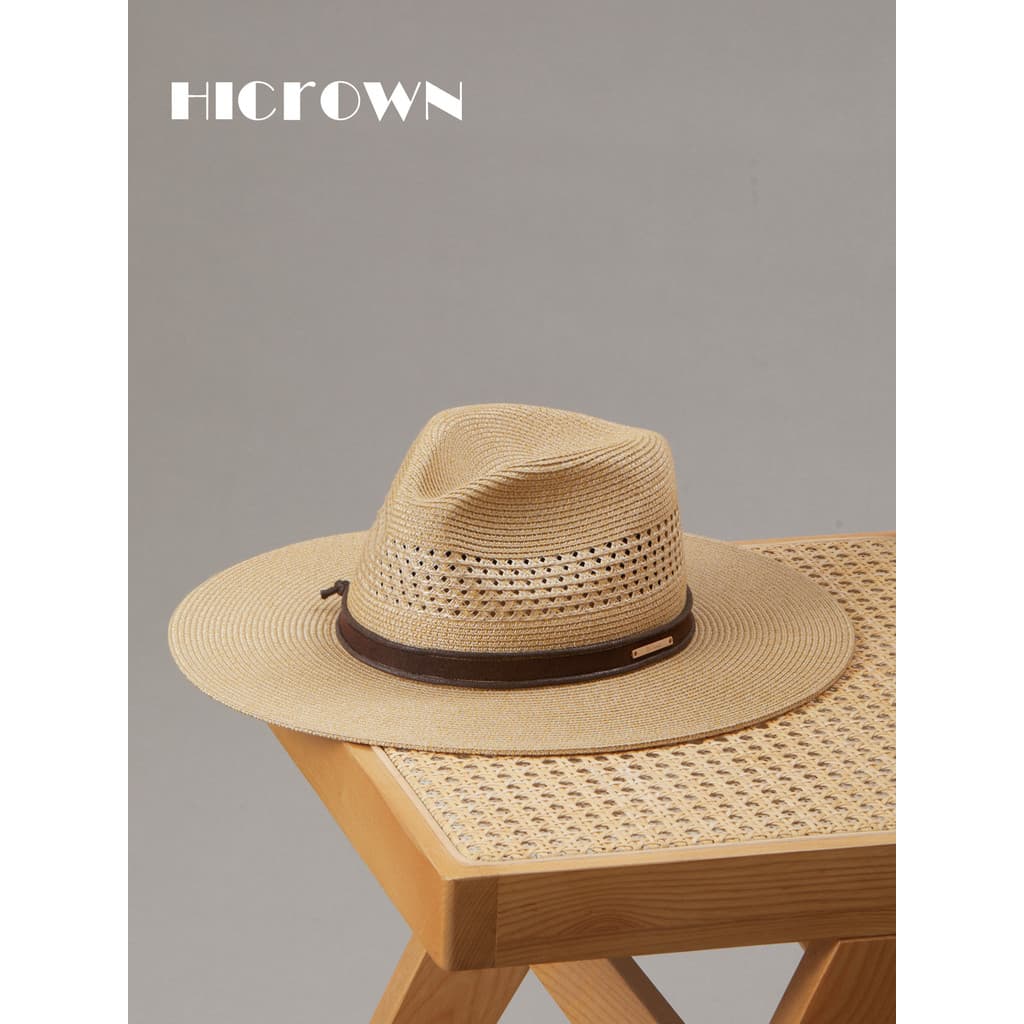 Novo estilo chapéu de sol verão novo chapéu de palha masculino de aba larga oco férias respirável lazer pesca grande cab