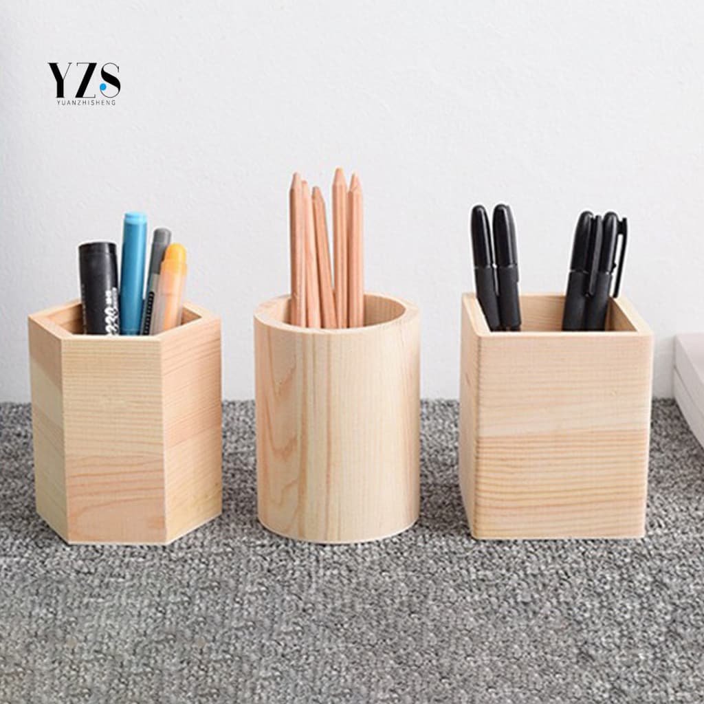Office Desk Storage Box Organizer Pen Holder Wooden Capacity for Pens Erasers Crayons Rulers Markers – Multi-compartme