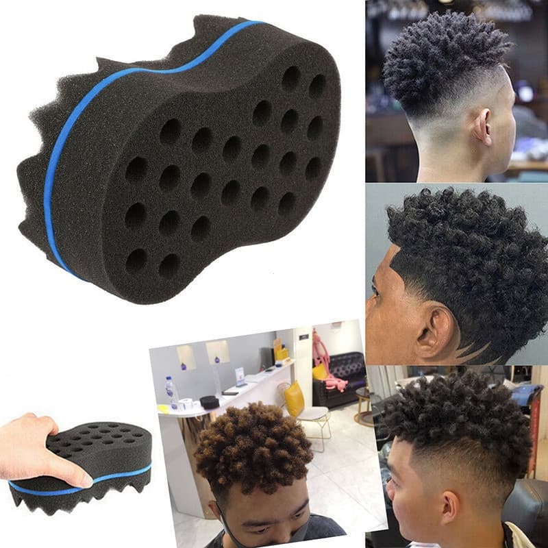 Estoque Pronto Escova De Cabolo De Barbeiro Dupla Face Esponja Dreads Locking Twists Bobina Afro Curl Wave