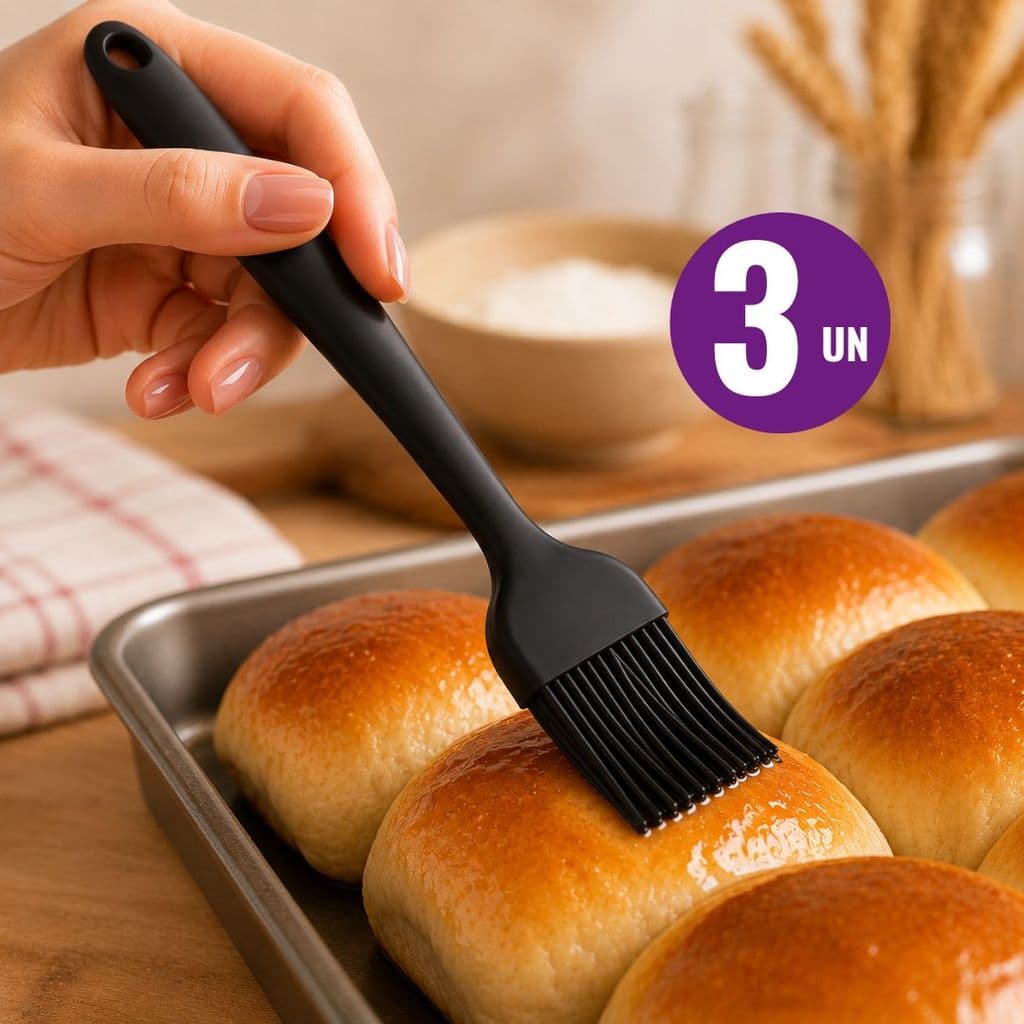 Pincel Silicone Culinário | 3, 4 ou 5 Unidades Para Passar Manteiga Azeite Molhos e Gema Preto e Vermelho