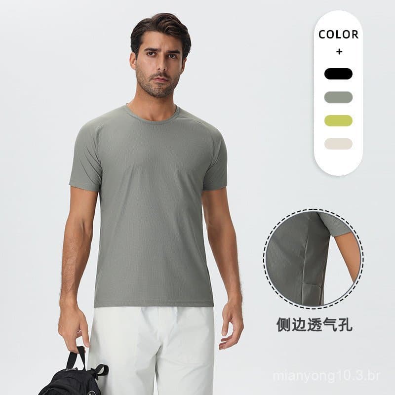 Ao ar livre novo comércio exterior transfronteiriço em torno do pescoço de manga curta camiseta masculina verão Fitness