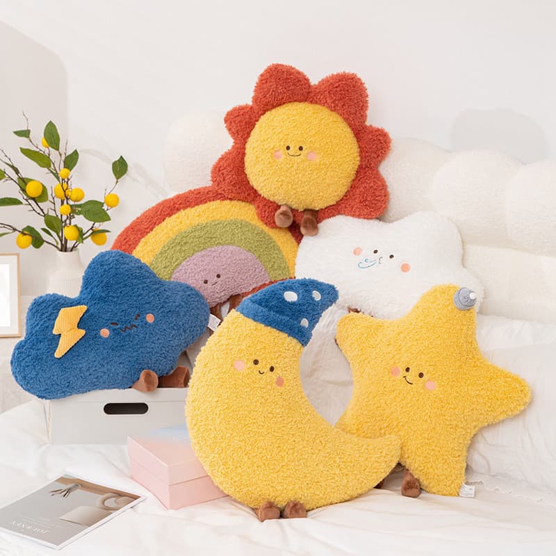 Nova Série Starry Sky Travesseiro De Pelúcia Fofo Macio Sol Arco-Íris Nuvem Almofada Traseira Confortável Para Sofá Quar
