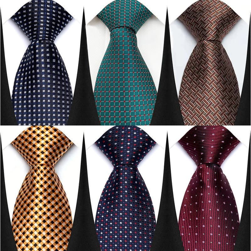 Nova Gravata Masculina 8CM, Gravatas Clássicas em Tecido Jacquard com Bolinhas Azuis e Marrons, Gravatas Formais para Ve