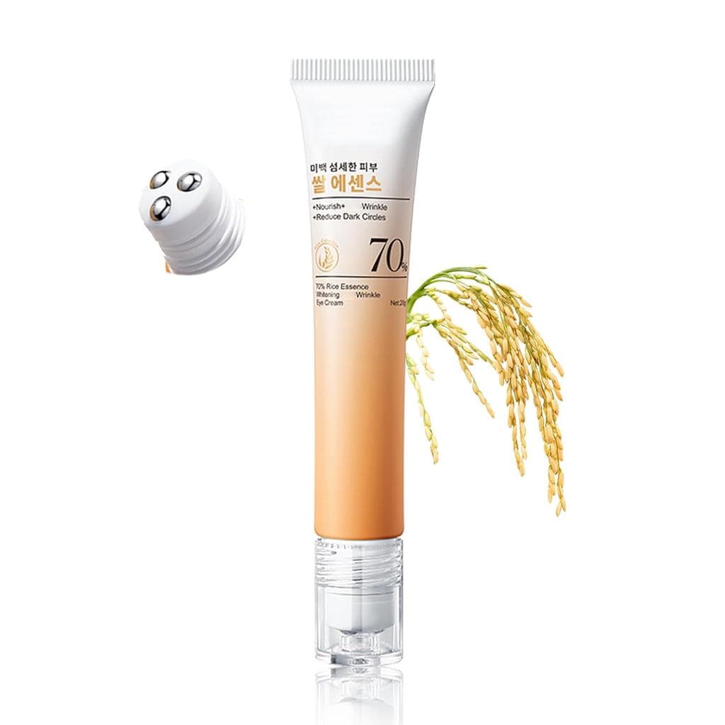 Creme para os olhos anti-rugas com extrato de arroz em formato roll-on, firmador, nutritivo, suavizante, anti-envelhecim