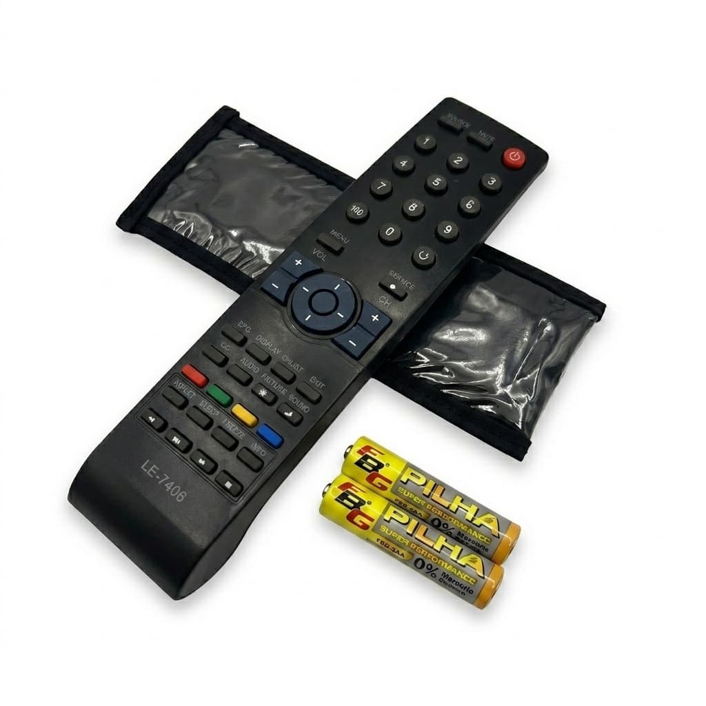 Kit Controle+Capa+Pilha Compatível TV LCD AOC Universal LE-7406 SKY-7406