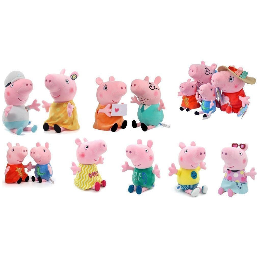 Família Porquinhos Pig Pelúcias Brinquedos Papai , Mamãe, Vovó, Vovô Pig, George, Dinossauro e Urso