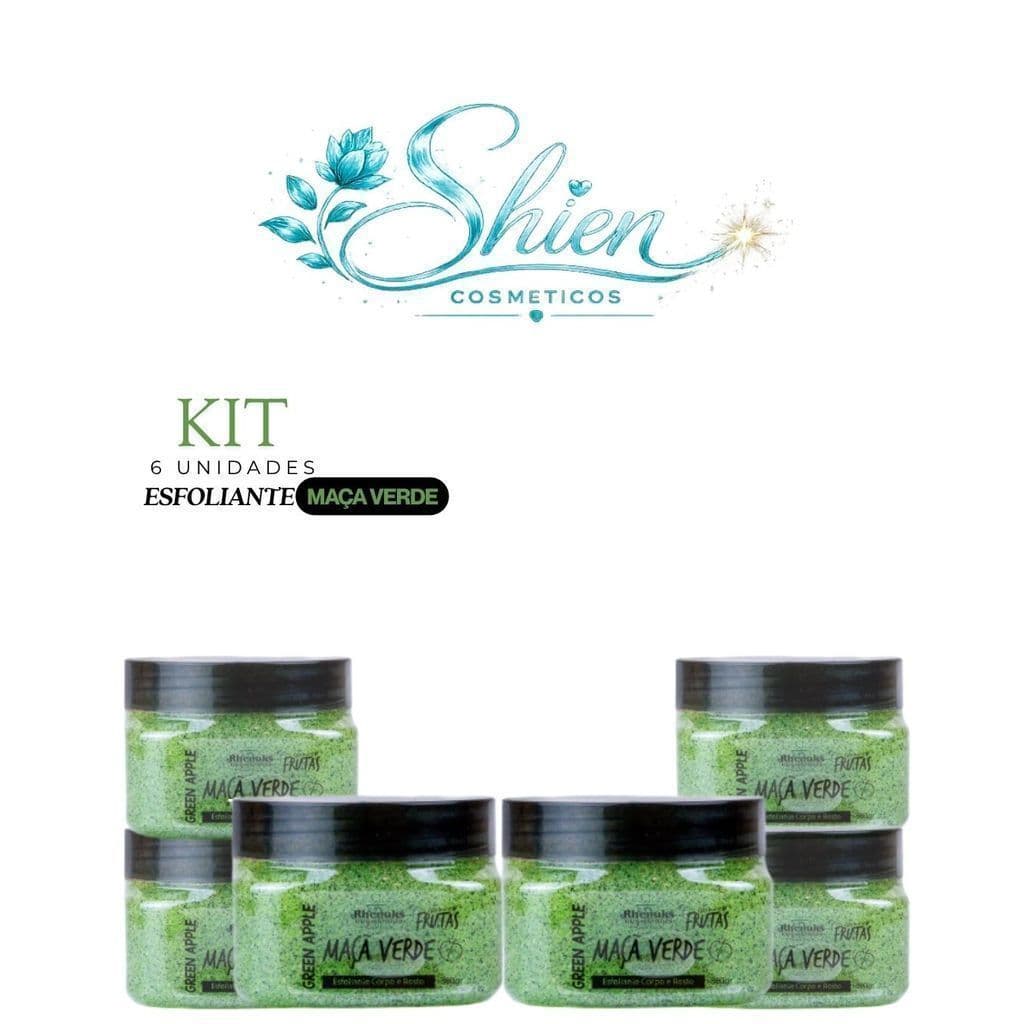 Kit 6 Esfoliante Frutas Corpo E Rosto Maça Verde 300G Rhenuks (Afilhado)
