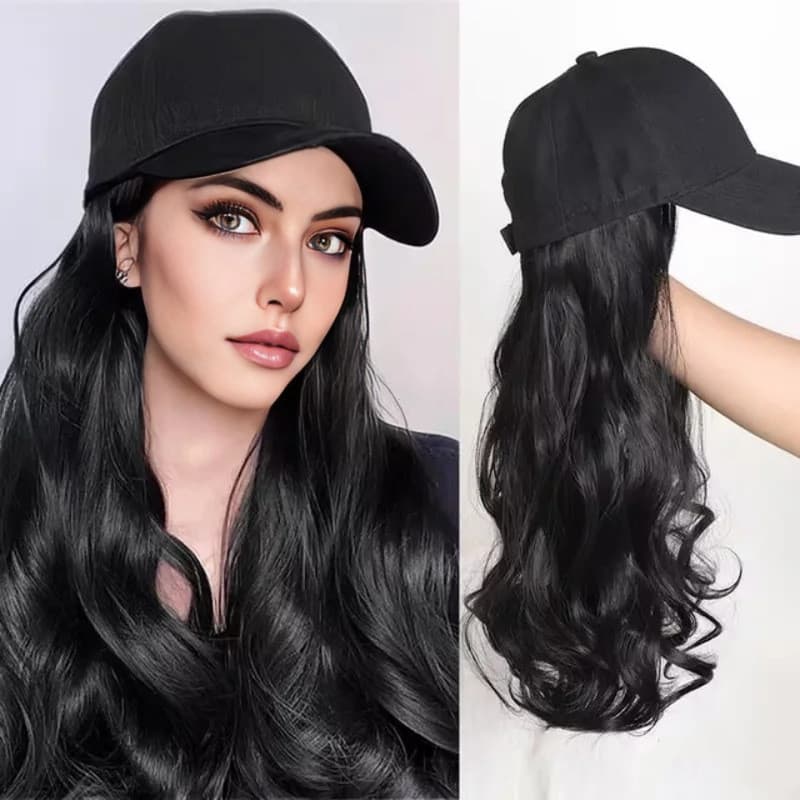 Cabelo longo grande ondulado peruca boné peruca banda peruca chapéu