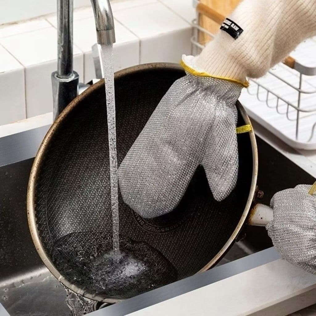 Par de Luva Anticorte em Aço Inoxidável Reutilizável para Cozinha e Limpeza - Resistente ao Calor Multiuso