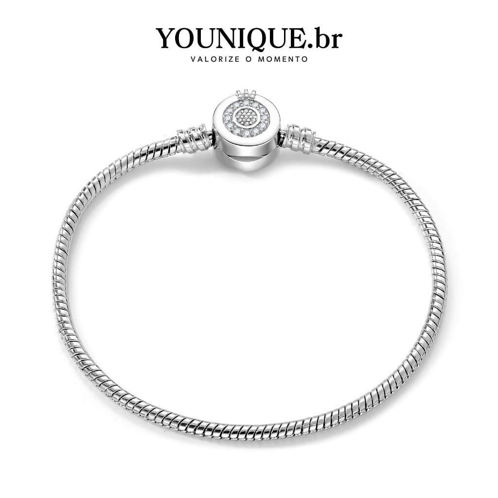 Pulseira Redonda Banhada Em Prata 925  Antialérgica Com Trava Única Pulseira Básica Simples Com Contas De Osso De Cobra