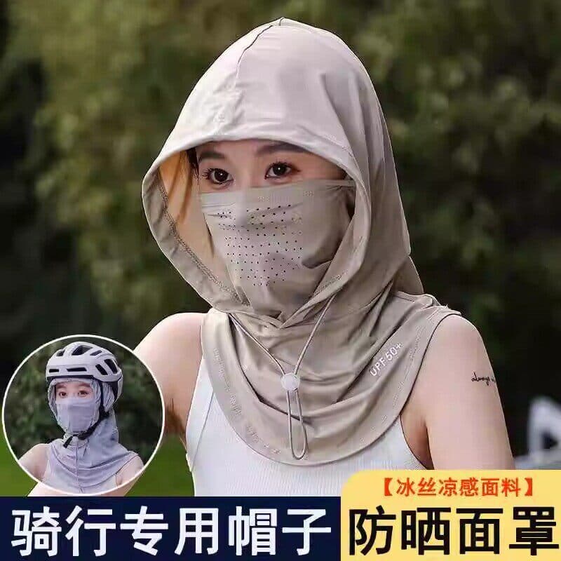 Rosto cheio protetor solar máscara facial chapéu integrado pescoço proteção com capuz toalha absorvente de suor esportes