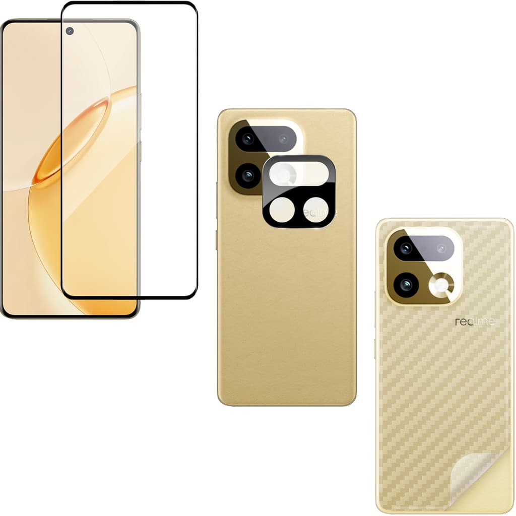 Película Vidro Curvada + Película Câmera + Película Traseira Para Realme 16 Pro+ 5G