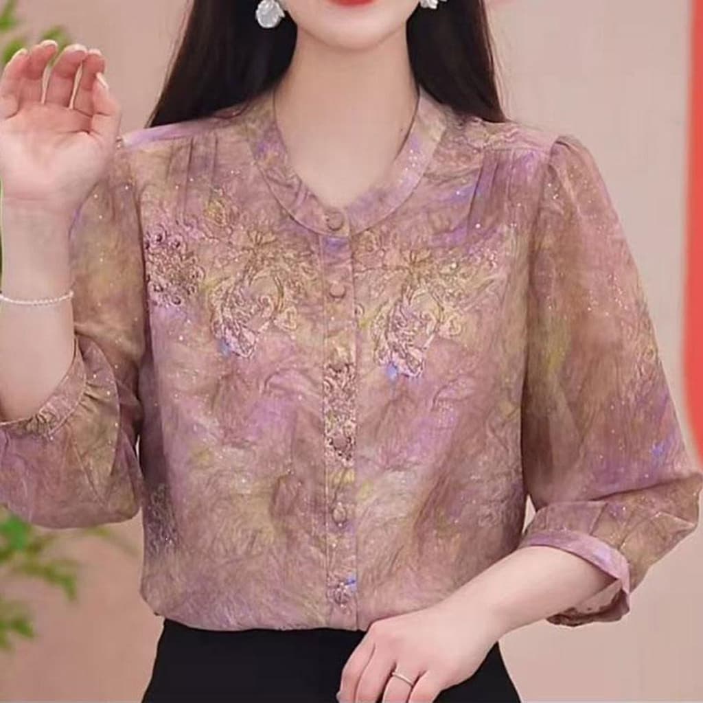 Minruo Clothing Flagship Store Feminino Verão Novo Estilo Feminino Manga Três Quarto Cardigan Moda Redutor de Idade Mais