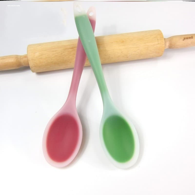 Colher de Silicone adulto cabeça macia comendo pasta de arroz colher de arroz talheres tamanho pequeno colher de sopa an