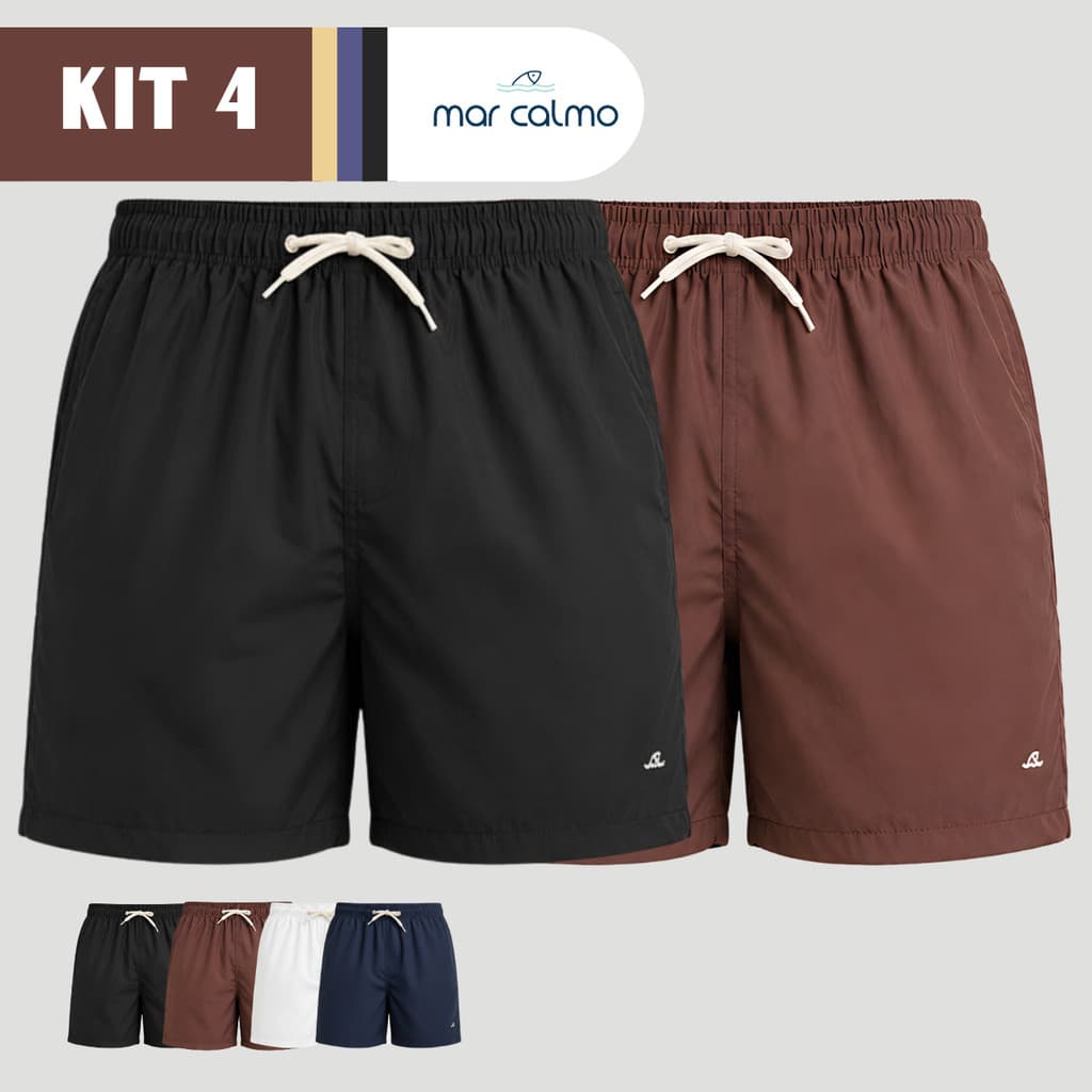 KIT 4 SHORT MASCULINO TACTEL COM ELASTANO PREMIUN 3 BOLSOS CORRIDA ACADEMIA CAMINHADA CASUAL