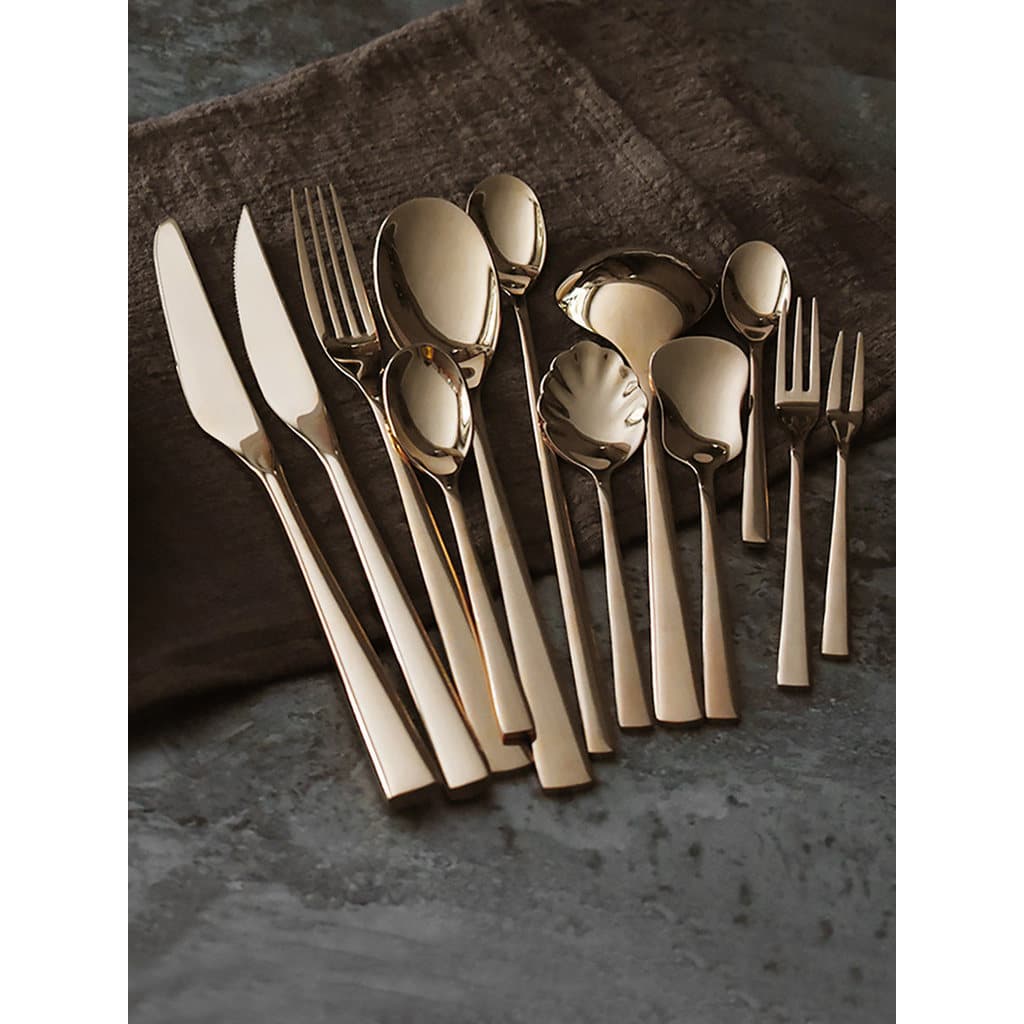 Conjunto de talheres domésticos de aço inoxidável 304 para comer bife europeu champanhe ouro conjunto completo comida oc