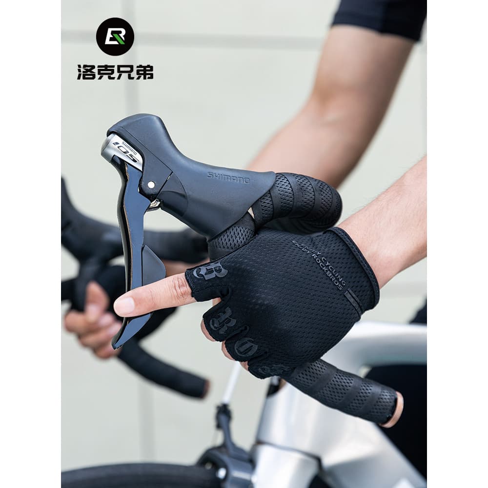 Rock irmãos luvas de ciclismo estrada Mountain Bike dedo curto meio dedo luvas verão respirável bicicleta equipamentos a