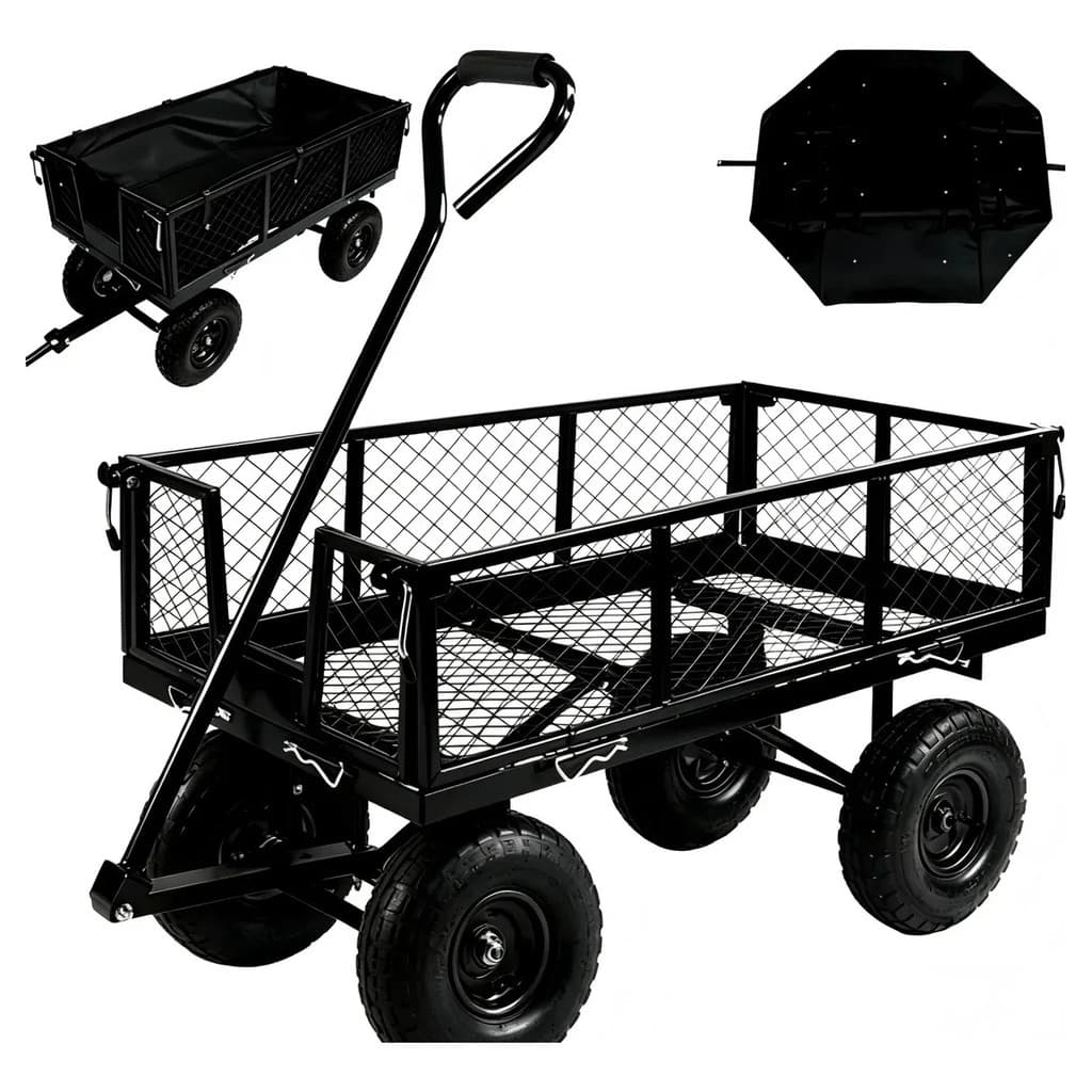 Carrinho Multifuncional Jardim Com Bolsa Capacidade 300kg