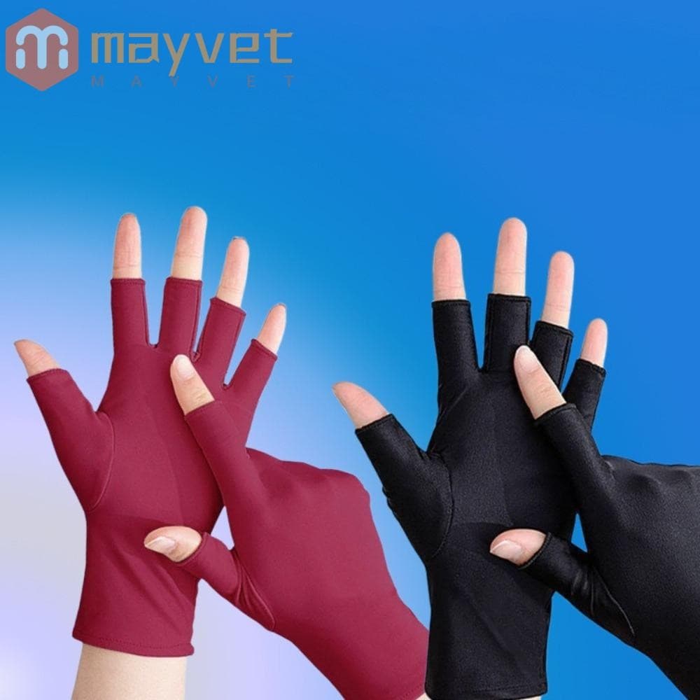 Luvas De Proteção Solar MAYVET , Condução Anti-UV De Meio Dedo Respiráveis De Seda Gelada Altamente Elásticas