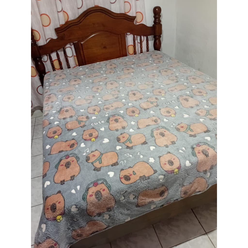 Manta de casal 100% microfibra - Capivaras