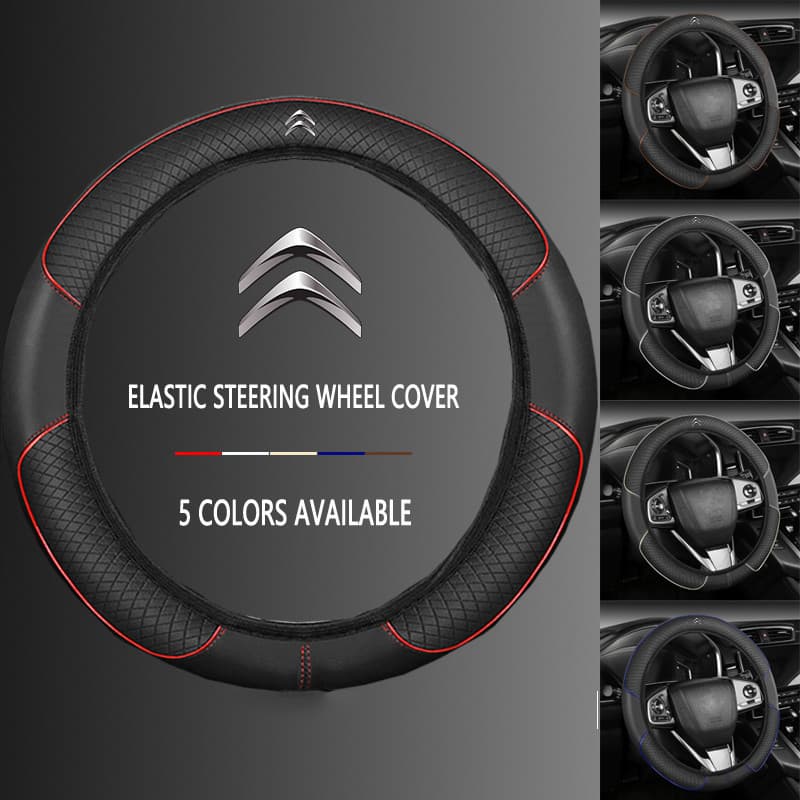 Capa Elástica Para Volante De Carro Citroen Feita De Couro Orgânico Sem Anel Interno C4 Pallas C3 Cactus C5 DS5 DS7