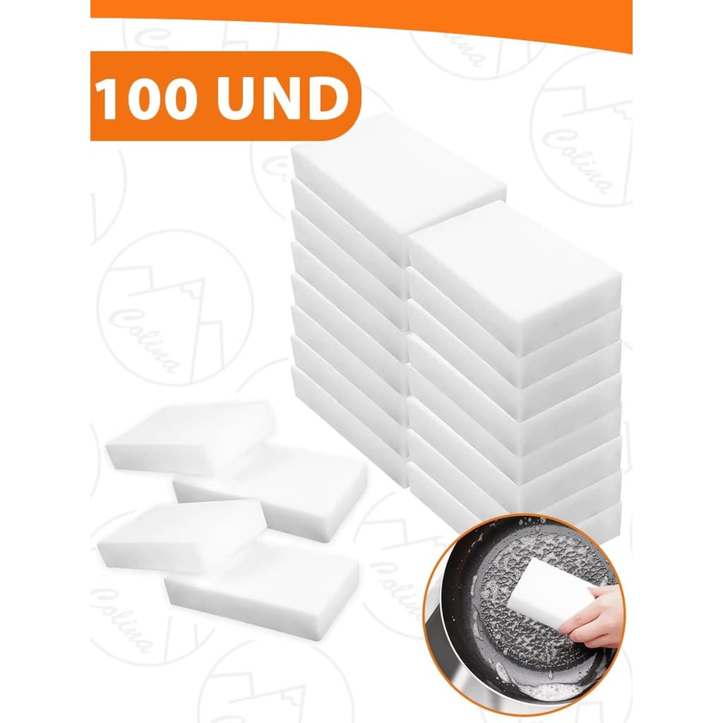 Kit 20 a 100 Esponja Mágica Branca de Melamina Tira Manchas Riscos Mágica Multiuso Nano Shop