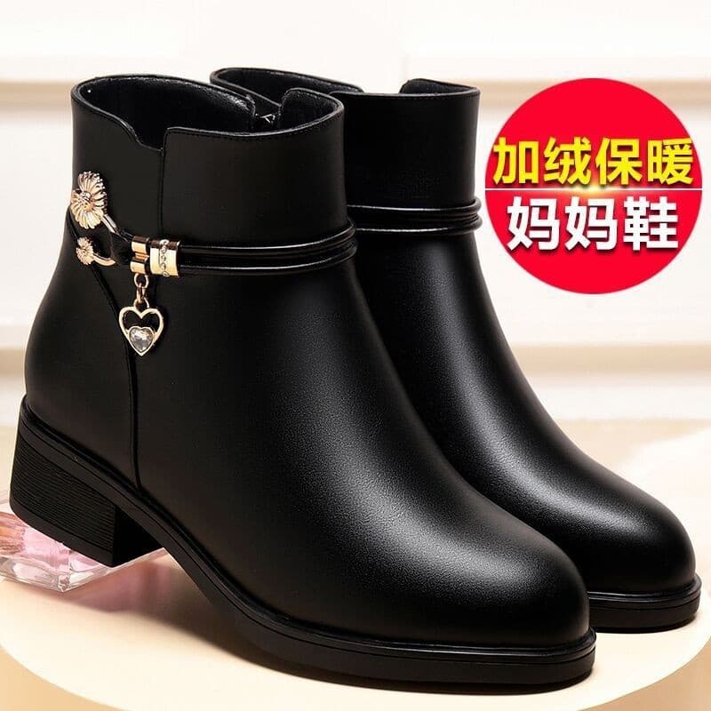 Botas Femininas Casuais De Inverno Sem Salto Fashion Blogger Com Zíper