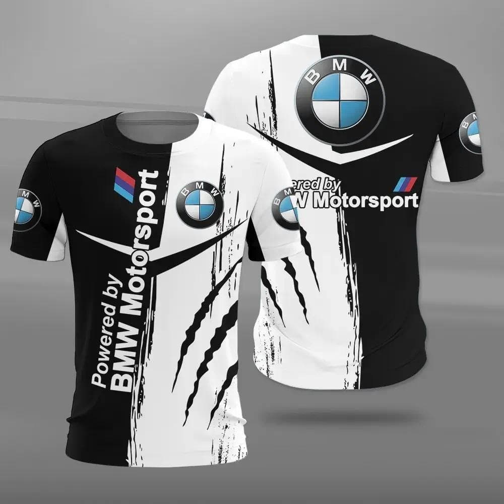 Confortável Respirável Manga Curta BMW Equitação Camisas Esportivas Novo Estilo Em Torno Do Pescoço 3D Impresso Padrão N