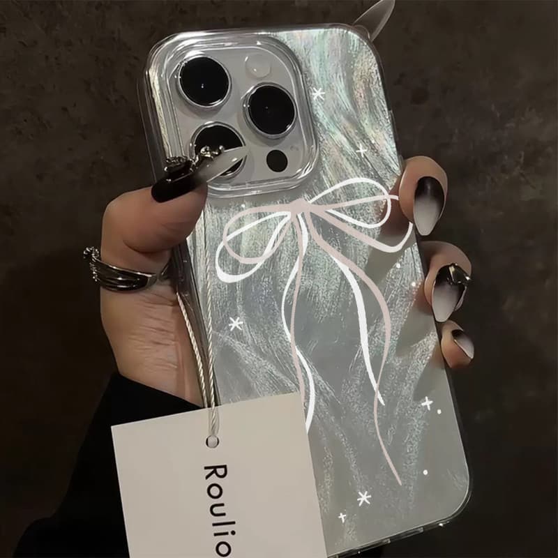 Capinha Laço com Estilo Feminino Adolescente iPhone 16 15 17 14 13 12 11 Pro Max iPhone 7 8 plus Anti-impacto Capa